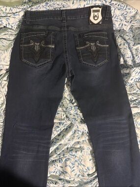 Panini Men's Navy Slim Straight Jeans with Embroidered Back Pockets